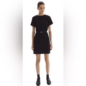 H&M Black Twill Mini Dress with Belt Small NWT